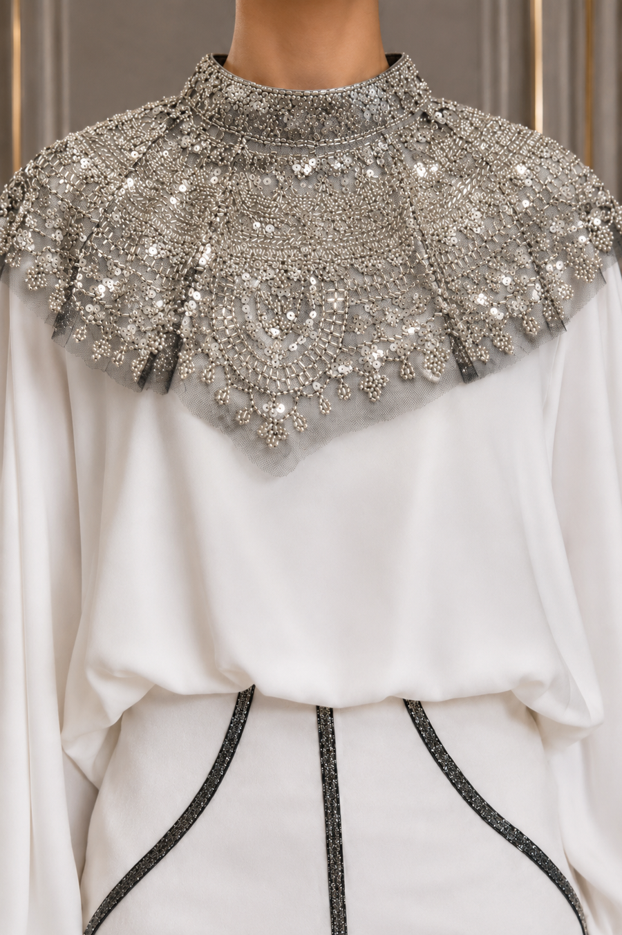 W5913 SEQUIN EMBELLISHED TOP (WHT, BLU)
