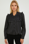 S215 STUDDED COTTON TOP (BLK, WHT)