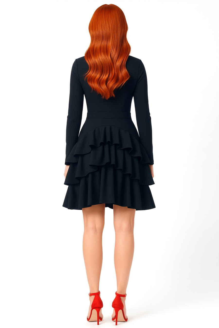 BL008 LAYERED V NECK BANDAGE DRESS