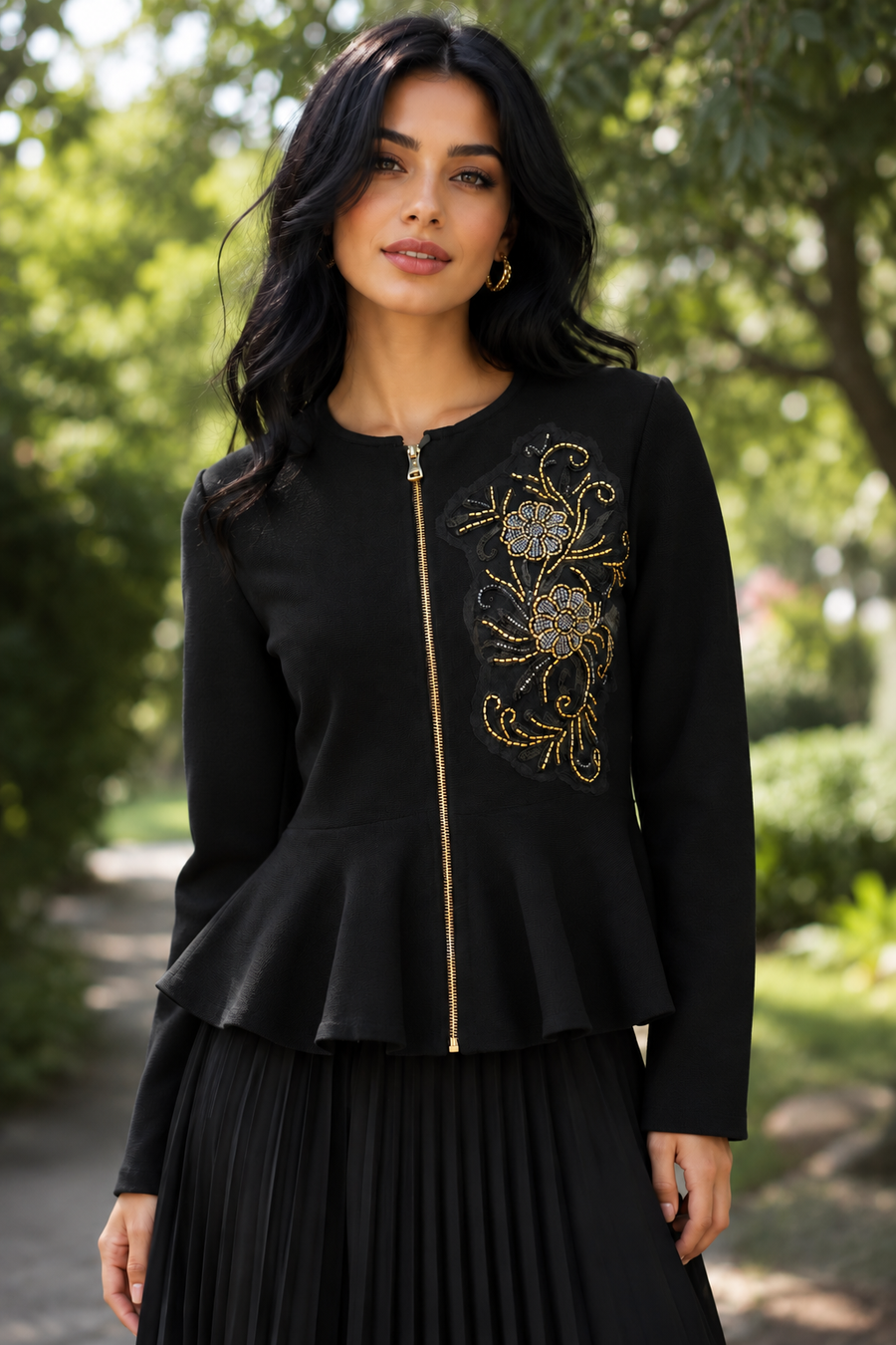 LS65028 SEQUIN FLORAL FOXY JACKET TOP