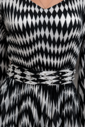 GF17968 CHECKERED FARESLEEVE MAXI DRESS