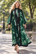 P0259 WATERCOLOR LACE-TRIM MAXI DRESS (WINE, GRN)
