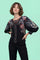 D7412-1 BUTTON-FRONT PUFF SLEEVE CRINKLED TOP