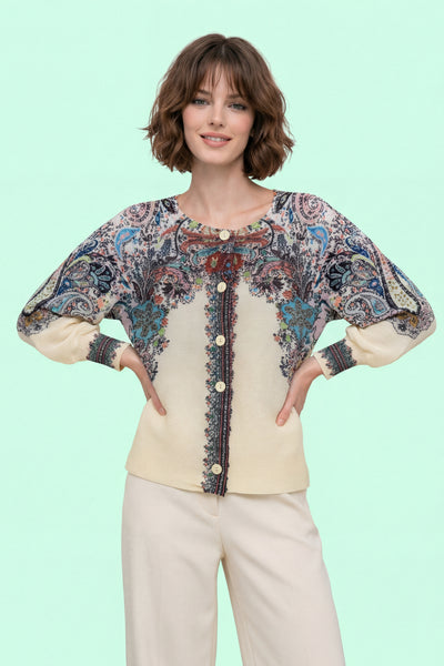D7413 BUTTON-FRONT PUFF SLEEVE CRINKLED TOP