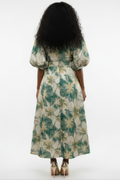 A95142 BROCADE PUFF SLEEVE MAXI DRESS