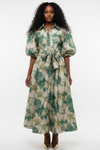 A95142 BROCADE PUFF SLEEVE MAXI DRESS