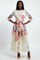 X2502 FLORAL PIPING SHEER MAXI DRESS