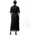 E73056 BUTTONS & LACE MAXI DRESS (BLK, BLUE)