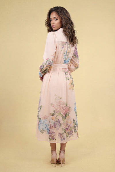 E82601 FLORAL SKATER MIDI SHIRT DRESS