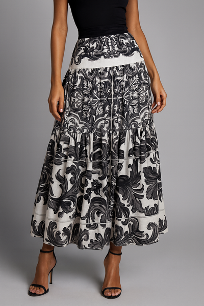 C3545 BAROQUE TIERED MAXI SKIRT