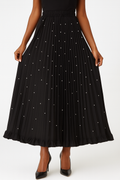 W5982 MIDNIGHT STUDDED PLEATED SKIRT