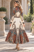 GF1237 BUTTON DOWN PAISLEY MAXI DRESS