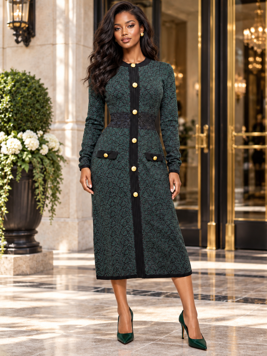 LS65065 ROUND NECK SWEATER DRESS
