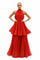 GF1623 PLEATED TIERED HALTER MAXI DRESS (RED, YEL, BLU, WHT)