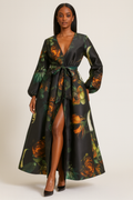 T2501 ELEGANT FLORAL COAT DRESS