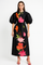 W3236B FLORAL PUFFY SLEEVE DRESS