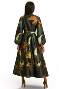 T2601 ELEGANT FLORAL COAT DRESS