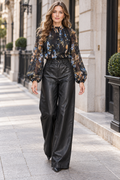 A94158 FLORAL BALLOON SLEEVE TOP