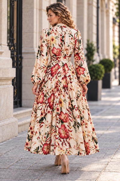X7726 FLORAL PRINT RHINESTONE EMBELLISHED WRAP MAXI DRESS