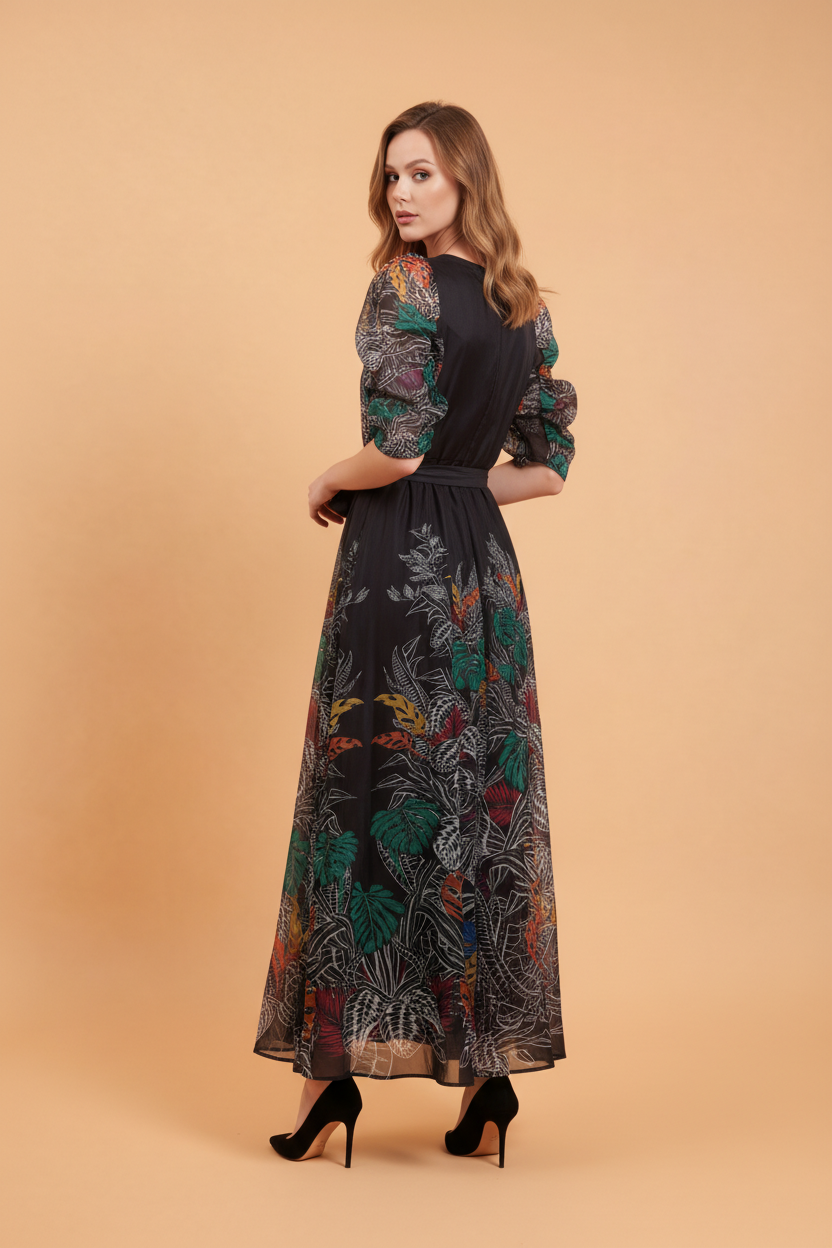 GF1575 BOTANICAL SHEER MAXI DRESS
