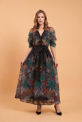 GF1575 BOTANICAL SHEER MAXI DRESS