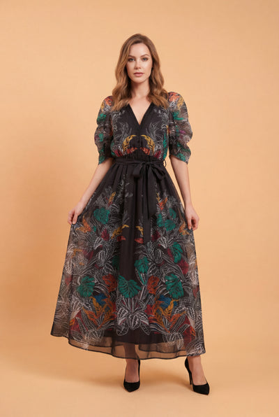 GF1575 BOTANICAL SHEER MAXI DRESS