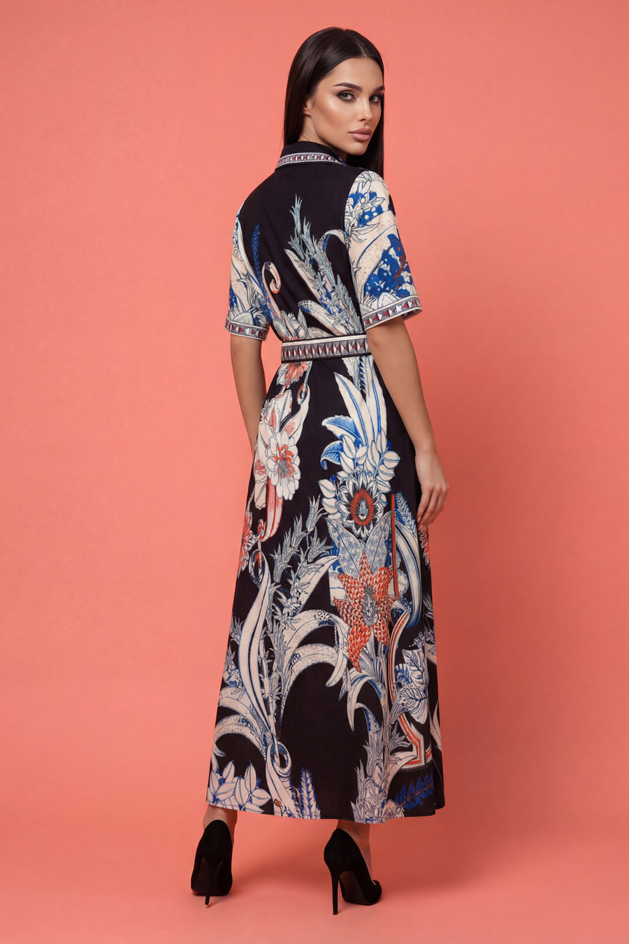 GF1576 TWILIGHT BOTANICAL SHIRT DRESS