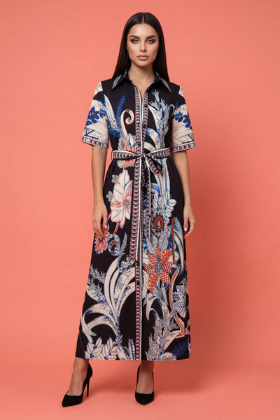 GF1576 TWILIGHT BOTANICAL SHIRT DRESS