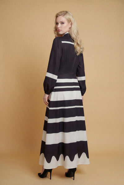 GF1582 CONTRAST STRIPE BUTTONDOWN MAXI DRESS