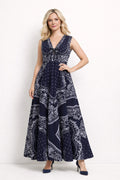 GF1608 SLEEVELESS BANDANA PRINT MAXI DRESS
