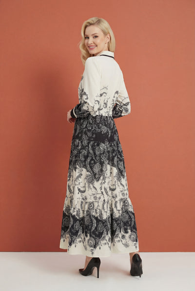 GF1612  TOILE PRINT SHIRT MAXI DRESS