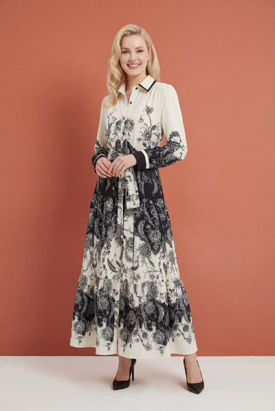 GF1612  TOILE PRINT SHIRT MAXI DRESS