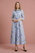 T2333 FLORAL STRIP SHIRT DRESS