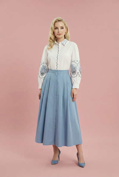 S3102 EMBROIDERED PUFF SLEEVE TOP