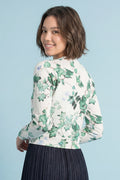 JS0030 FLORAL PRINT BUTTON CARDIGAN SWEATER