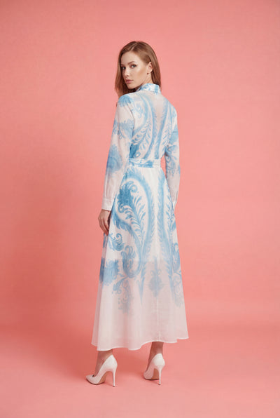 GF1572 BAROQUE PRINT SHIRT MAXI DRESS