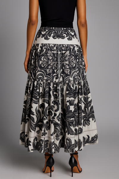 C3545 BAROQUE TIERED MAXI SKIRT