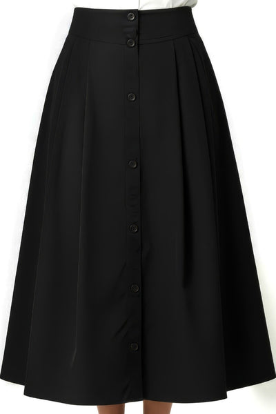 H5801L FAUX BUTTON UP MIDI SKIRT