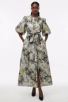A95137 BROCADE BUTTON DOWN MAXI DRESS