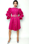 W50951 BEADED RHINESTONE DRESS (PINK, BLUE)