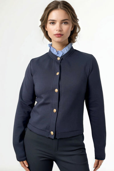 CH0088 RUFFLE NECK CARDIGAN SWEATER