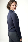 CH0088 RUFFLE NECK CARDIGAN SWEATER