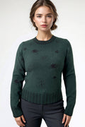 JS0028 FOLIAGE PRINT SWEATER (GRN, NAVY)