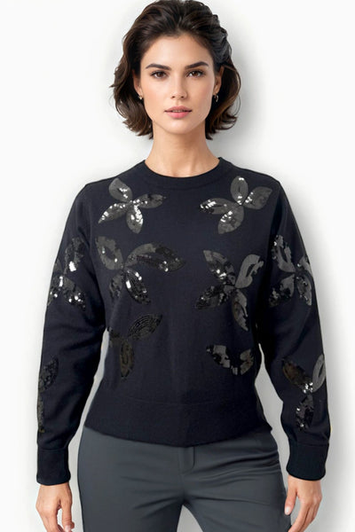 BL538 SEQUIN FLOWER SWEATER