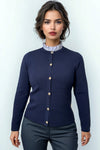 LS63015 RUFFLE NECK CARDIGAN SWEATER