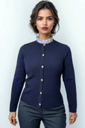 LS63015 RUFFLE NECK CARDIGAN SWEATER