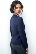 LS63015 RUFFLE NECK CARDIGAN SWEATER