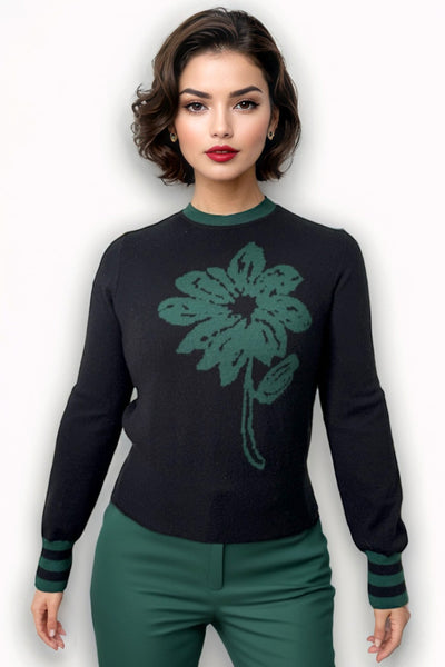 LS65041 FLOWER PRINT SWEATER