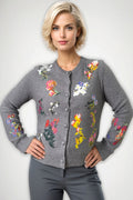 LS65076 FLORAL PRINT CARDIGAN SWEATER
