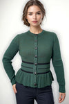 SK21115 PEPLUM CARDIGAN SWEATER (GRN, GREY)